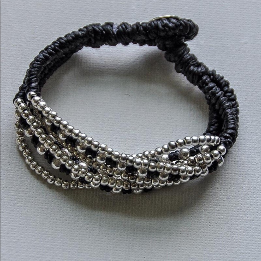 Beaded Silver and Black Bracelet